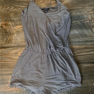 American Eagle Outfitters Navy and White Striped Shirt